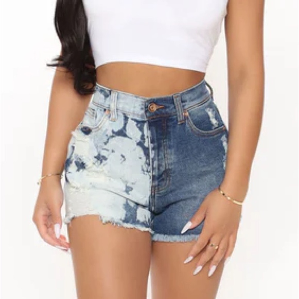 Meet me halfway bleached denim shorts